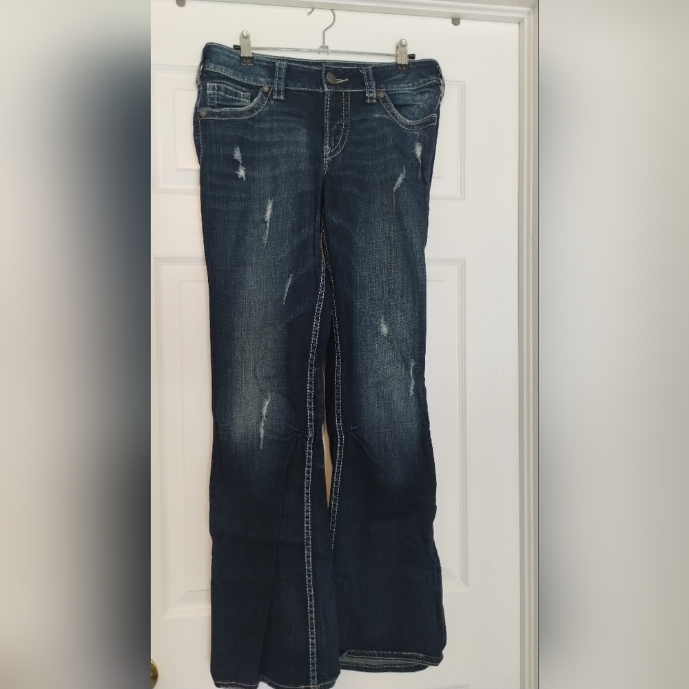 Silver jeans with fun, gold sequin back pockets